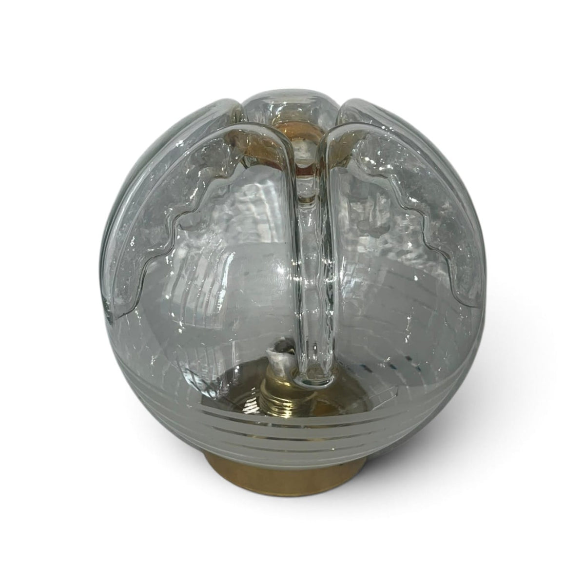 Globo de cristal soplado con pliegues y toques ámbar Ø17 cm.